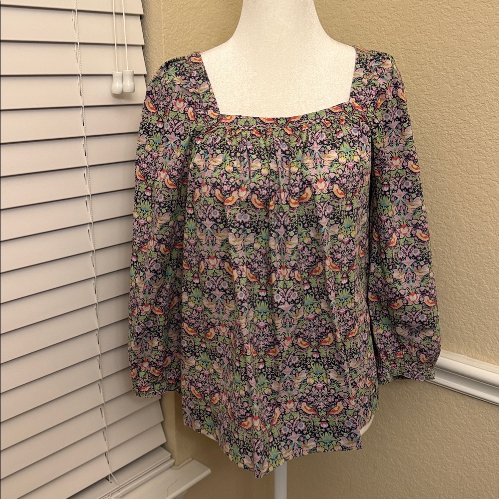 J. Crew Liberty of London Strawberry Thief Top Women's Small